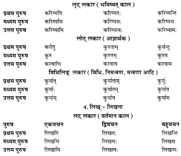 Class 7 Sanskrit Grammar Book Solutions धातुरूपाणि 6