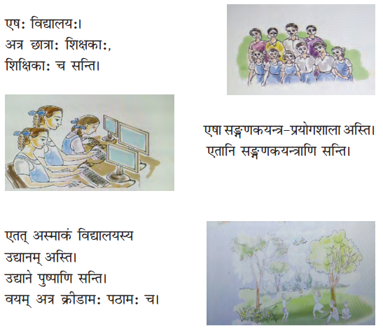 विद्यालयः Summary Notes Class 6 Sanskrit Chapter 4.1