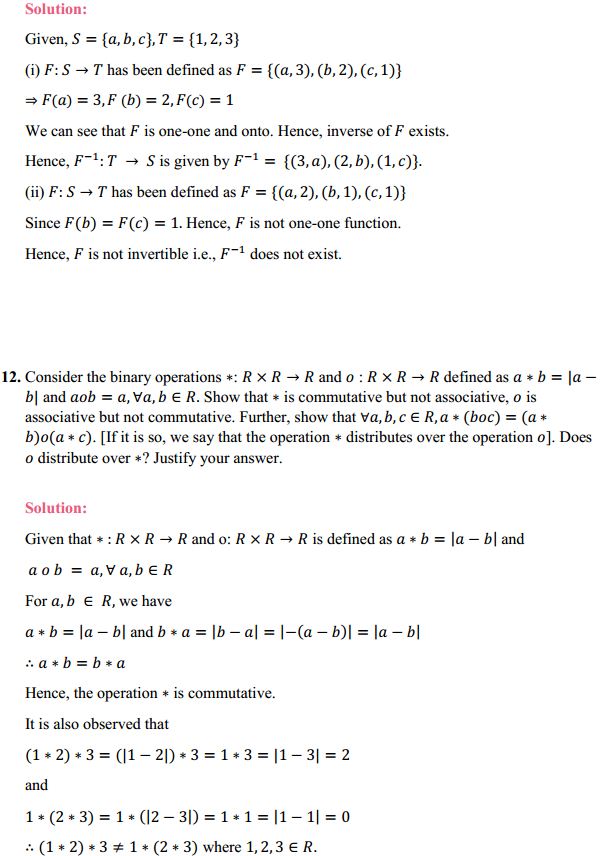 NCERT Solutions for Class 12 Maths Chapter 1 Relations and Functions Miscellaneous Exercise 10