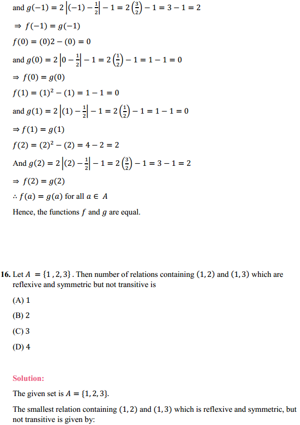 relation and function class 12 summary
