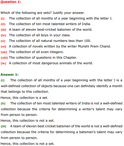 NCERT Solutions for Class 11 Maths Chapter 1 Sets Ex 1.1 1