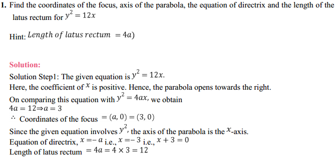 NCERT Solutions for Class 11 Maths Chapter 11 Conic Sections Ex 11.2 1