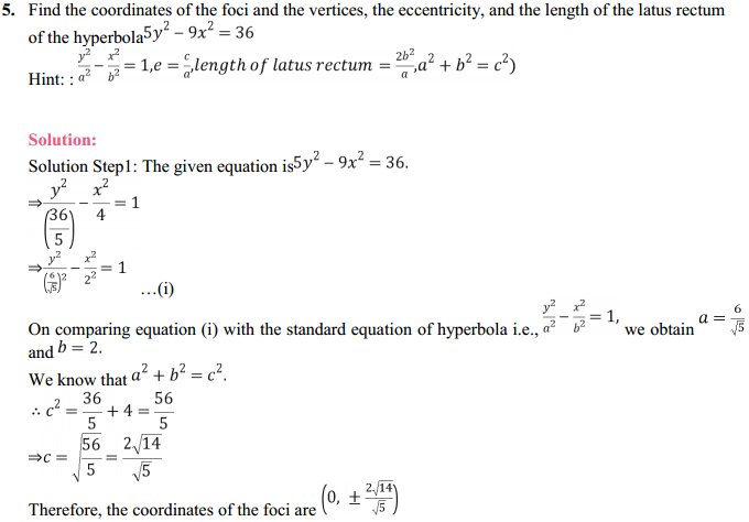 NCERT Solutions for Class 11 Maths Chapter 11 Conic Sections Ex 11.4 5