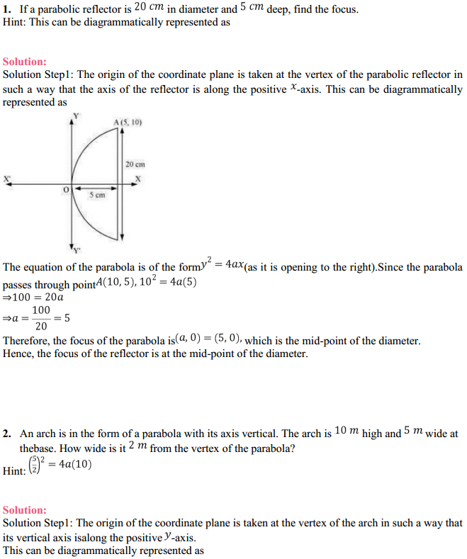 case study questions conic sections class 11