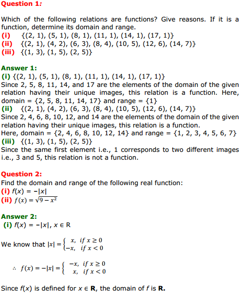 NCERT Solutions for Class 11 Maths Chapter 2 Relations and Functions Ex 2.3 1