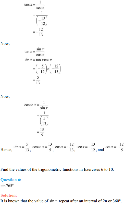 NCERT Solutions for Class 11 Maths Chapter 3 Trigonometric Functions Ex 3.2 12