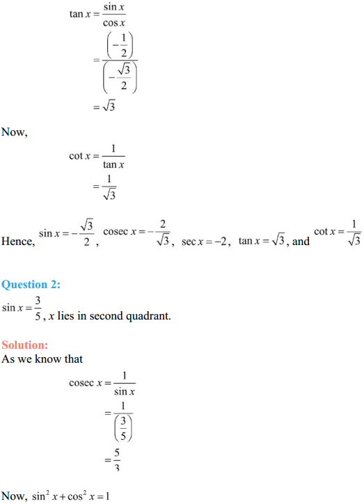NCERT Solutions for Class 11 Maths Chapter 3 Trigonometric Functions Ex 3.2 3