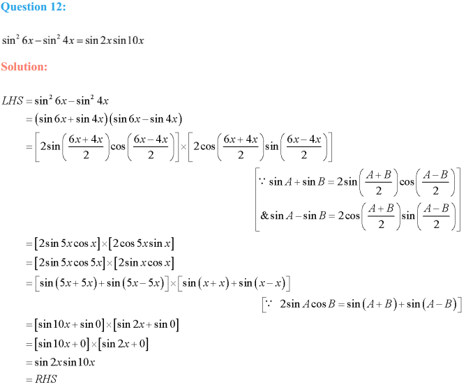 trigonometric functions class 11 solutions 3.3