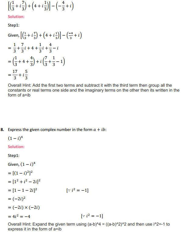NCERT Solutions for Class 11 Maths Chapter 5 Complex Numbers and Quadratic Equations Ex 5.1 4