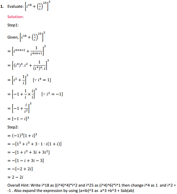 NCERT Solutions for Class 11 Maths Chapter 5 Complex Numbers and Quadratic Equations Miscellaneous Exercise 1