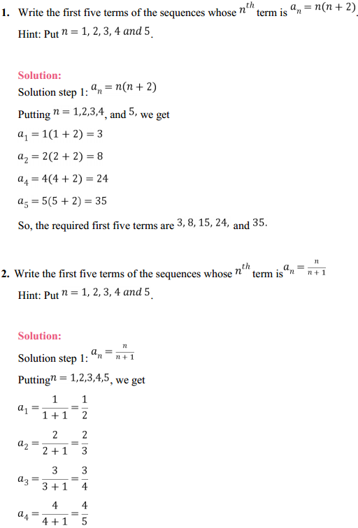 math class 11 chapter 9 ex 9.1