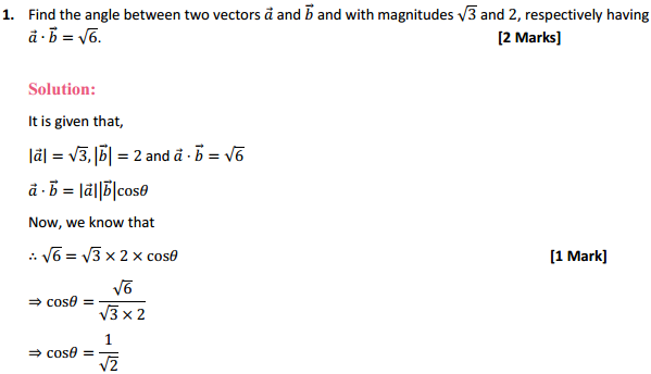 NCERT Solutions for Class 12 Maths Chapter 10 Vector Algebra Ex 10.3 1