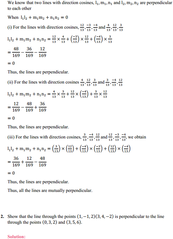 NCERT Solutions for Class 12 Maths Chapter 11 Three Dimensional Geometry Ex 11.2 2