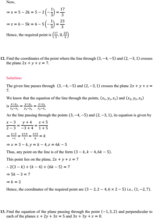NCERT Solutions for Class 12 Maths Chapter 11 Three Dimensional Geometry Miscellaneous Exercise 9