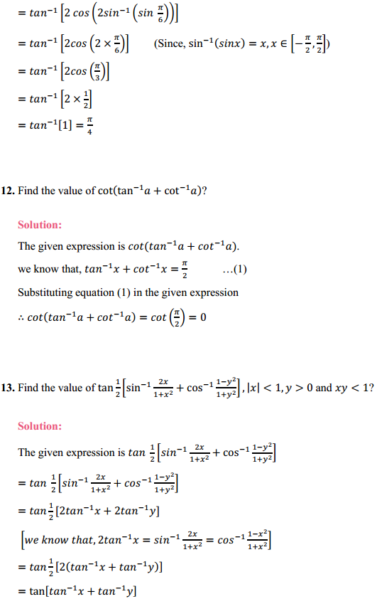 NCERT Solutions for Class 12 Maths Chapter 2 Inverse Trigonometric Functions Ex 2.2 7