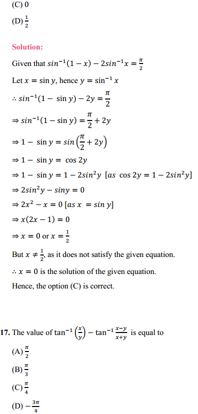 NCERT Solutions for Class 12 Maths Chapter 2 Inverse Trigonometric Functions Miscellaneous Exercise 10