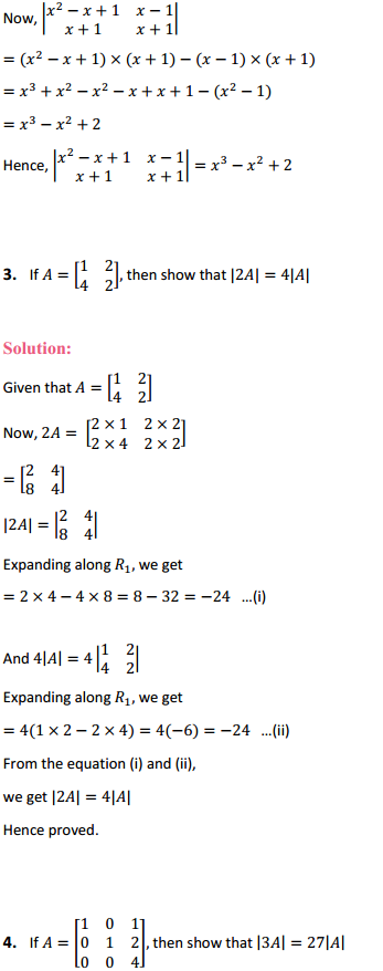 NCERT Solutions for Class 12 Maths Chapter 4 Determinants Ex 4.1 2