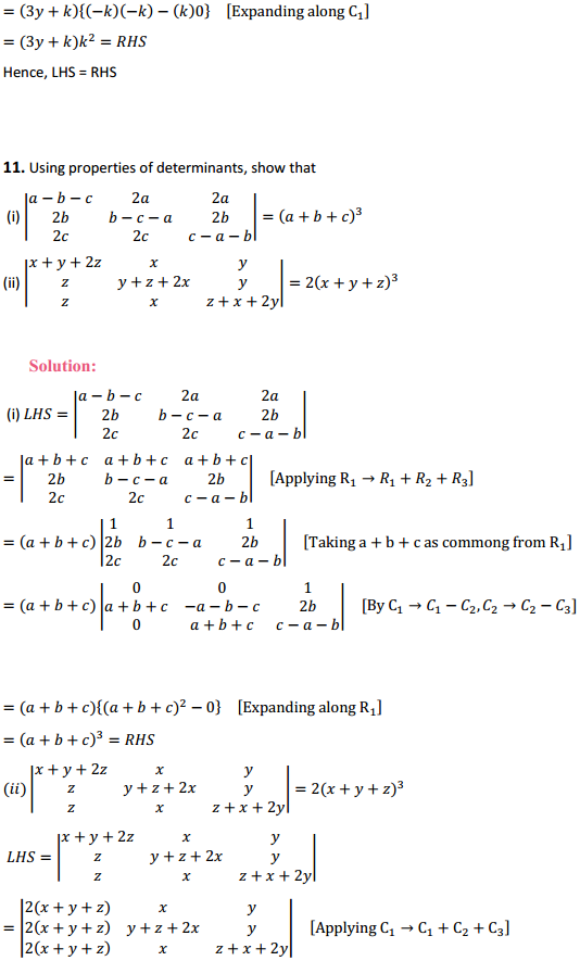 NCERT Solutions for Class 12 Maths Chapter 4 Determinants Ex 4.2 9