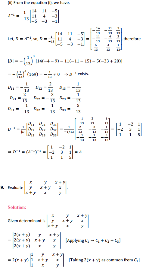 NCERT Solutions for Class 12 Maths Chapter 4 Determinants Miscellaneous Exercise 10