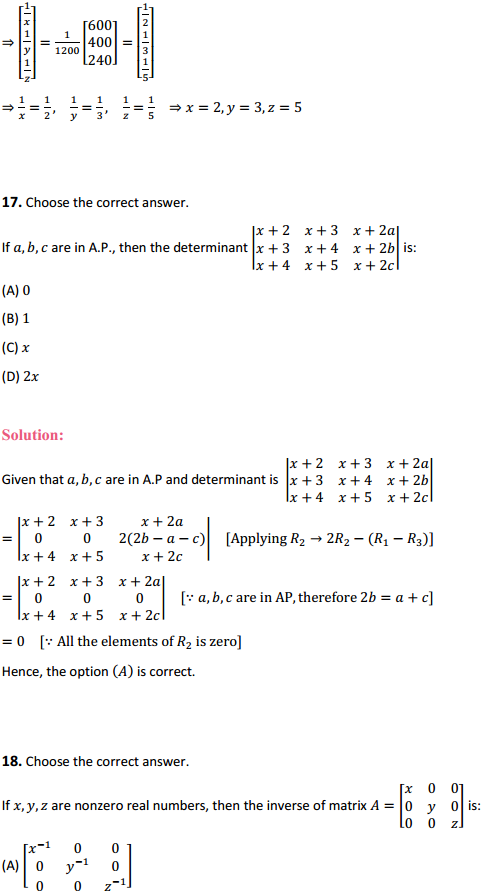 NCERT Solutions for Class 12 Maths Chapter 4 Determinants Miscellaneous Exercise 18