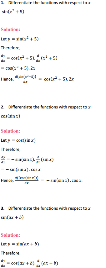 NCERT Solutions for Class 12 Maths Chapter 5 Continuity and Differentiability Ex 5.2 1