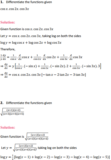 NCERT Solutions for Class 12 Maths Chapter 5 Continuity and Differentiability Ex 5.5 1