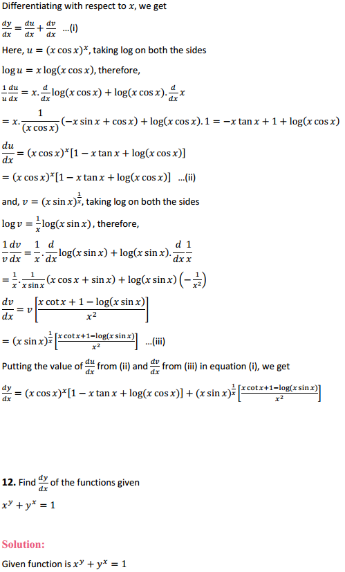 NCERT Solutions for Class 12 Maths Chapter 5 Continuity and Differentiability Ex 5.5 12