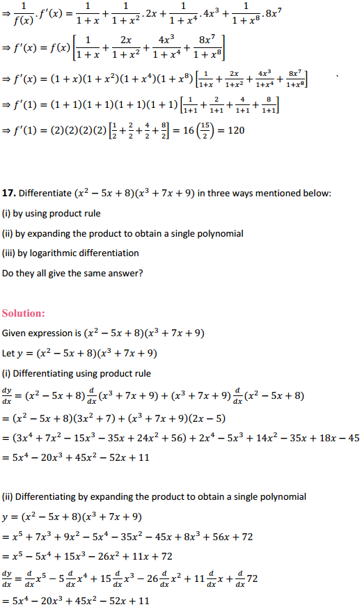 NCERT Solutions for Class 12 Maths Chapter 5 Continuity and Differentiability Ex 5.5 18