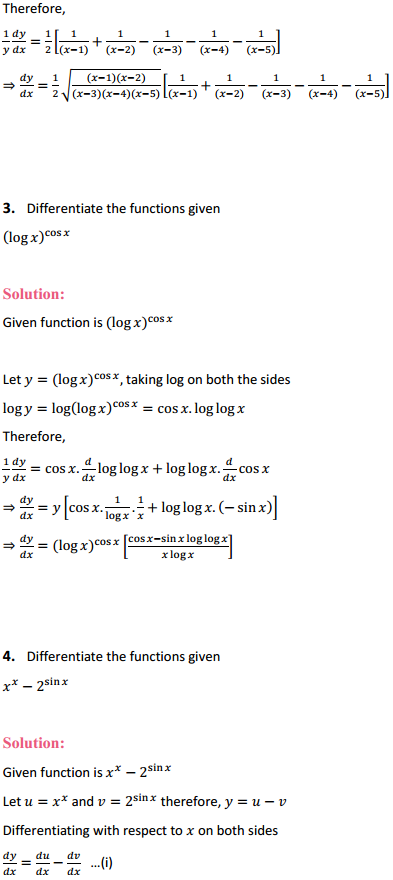 NCERT Solutions for Class 12 Maths Chapter 5 Continuity and Differentiability Ex 5.5 2