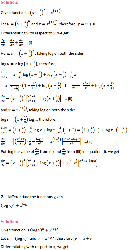 NCERT Solutions for Class 12 Maths Chapter 5 Continuity and Differentiability Ex 5.5 6