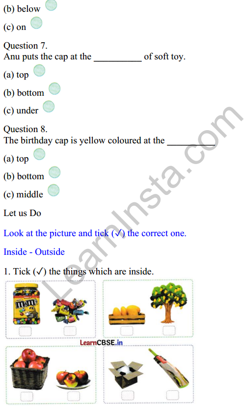 Joyful Class 1 Mathematics Worksheet Chapter 1 Finding the Furry Cat! (Pre-number Concepts) 3