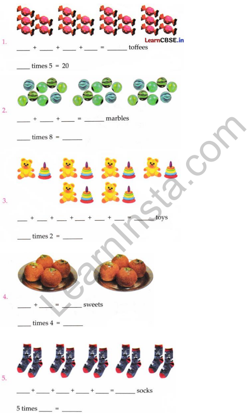 Joyful Class 1 Mathematics Worksheet Chapter 11 How Many Times (Multiplication) 5