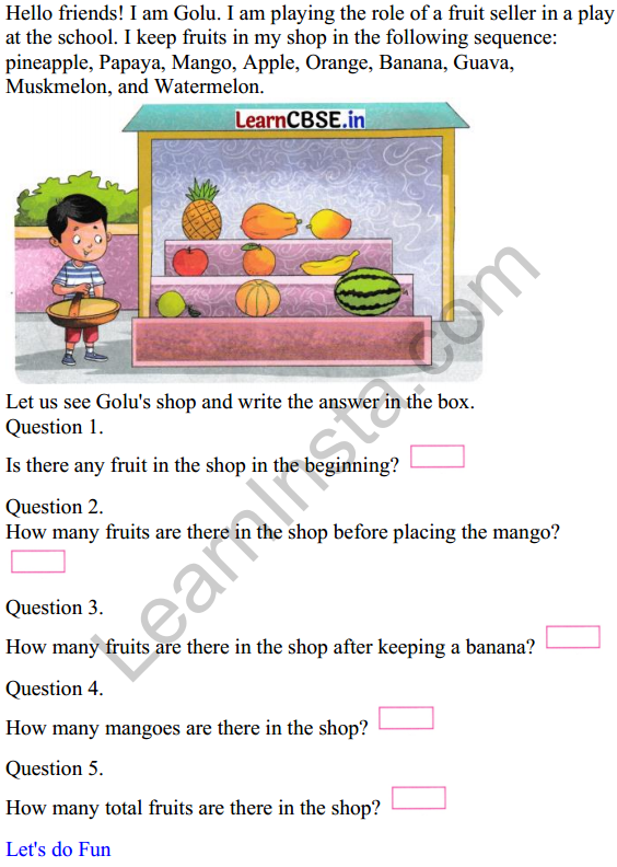 Joyful Class 1 Mathematics Worksheet Chapter 3 Mango Treat (Numbers 1 to 9) 1