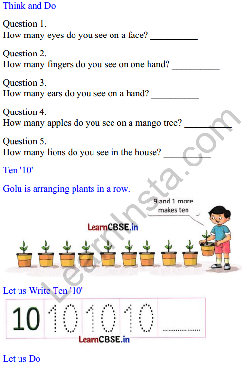 Joyful Class 1 Mathematics Worksheet Chapter 4 Making 10 (Numbers 10 to 20) 4