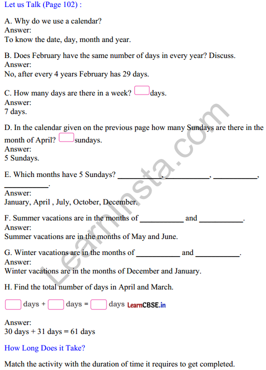 Joyful Mathematics Class 2 Solutions Chapter 9 Which Season is it (Measurement of Time) 3