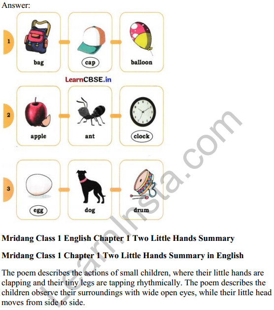 Mridang Class 1 English Solutions Chapter 1 Two Little Hands 9