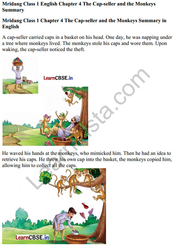 Mridang Class 1 English Solutions Chapter 4 The Cap-seller and the Monkeys 12