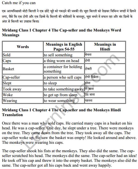 Mridang Class 1 English Solutions Chapter 4 The Cap-seller and the Monkeys 15