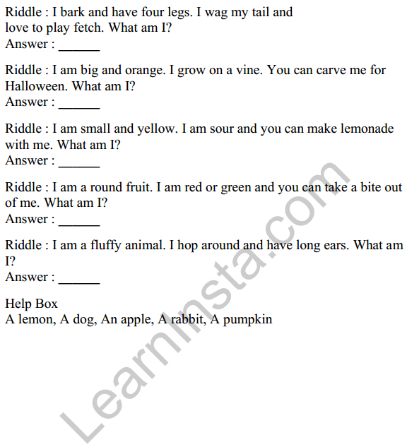 Mridang Class 1 English Worksheet Chapter 7 The Food We Eat 6