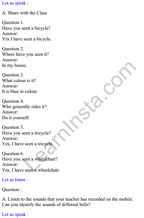 Mridang Class 2 English Solutions Chapter 1 My Bicycle 1