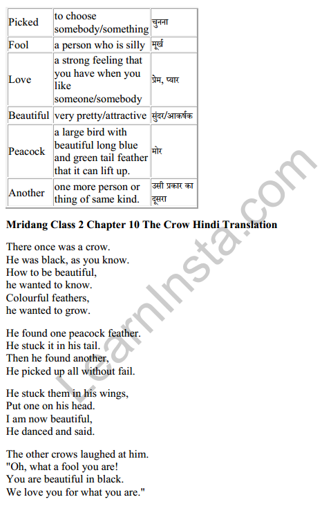 Mridang Class 2 English Solutions Chapter 10 The Crow 8