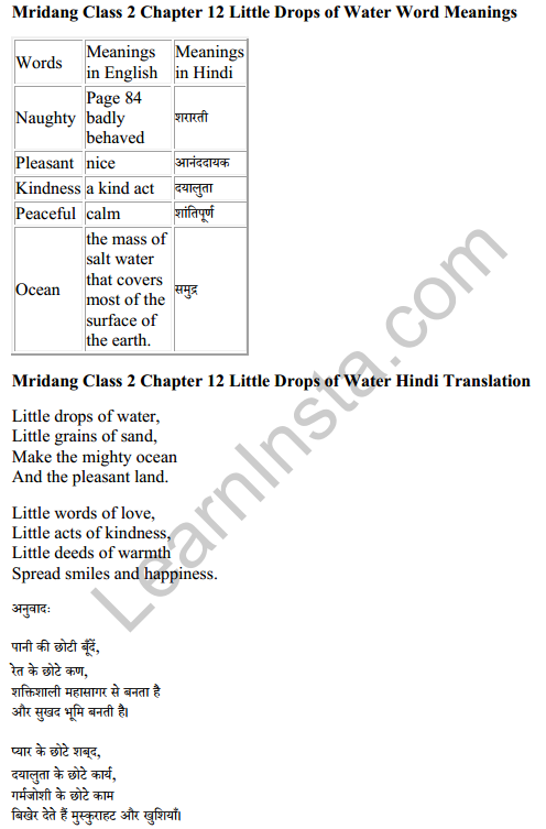 Mridang Class 2 English Solutions Chapter 12 Little Drops of Water 8