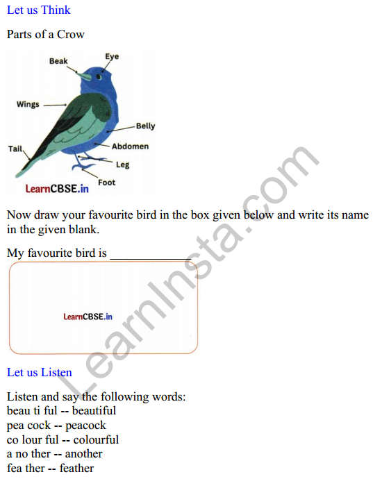 Mridang Class 2 English Worksheet Chapter 10 The Crow 2