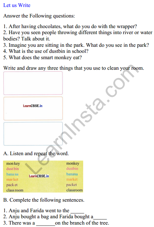 Mridang Class 2 English Worksheet Chapter 11 The Smart Monkey 1