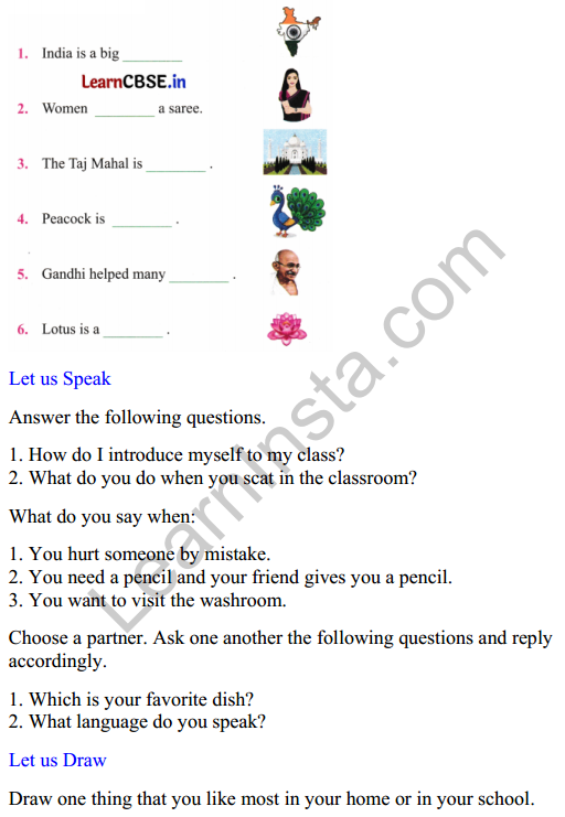 Mridang Class 2 English Worksheet Chapter 13 We Are All Indians 2