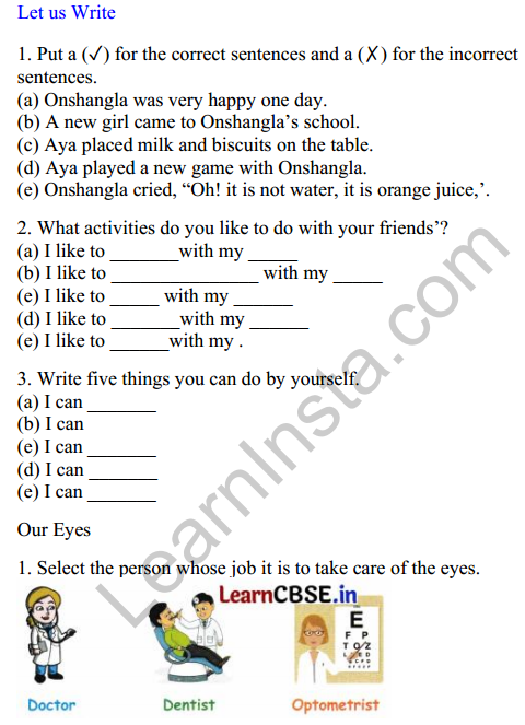 Mridang Class 2 English Worksheet Chapter 4 Seeing without Seeing 3