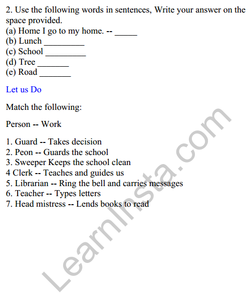 Mridang Class 2 English Worksheet Chapter 6 Between Home and School 3