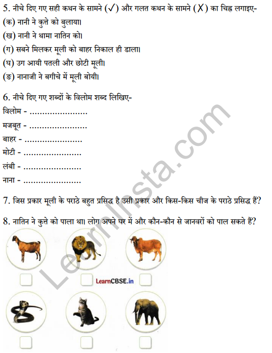 Sarangi Class 2 Hindi Worksheet Chapter 16 मूली 2