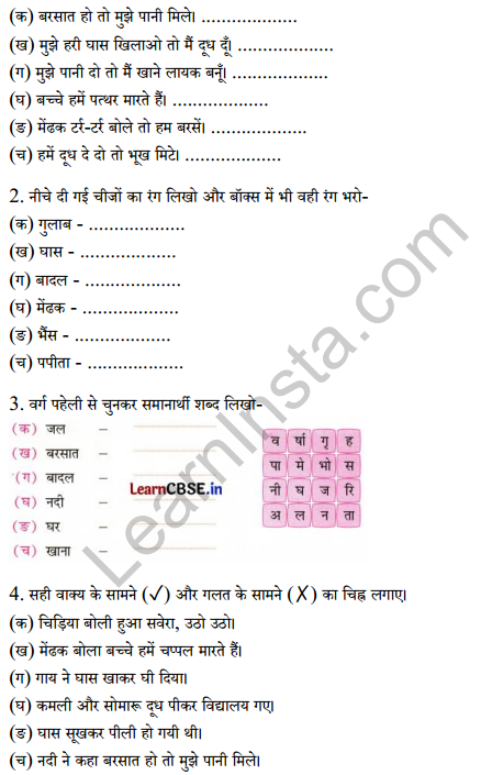 Sarangi Class 2 Hindi Worksheet Chapter 17 बरसात और मेंढक 2