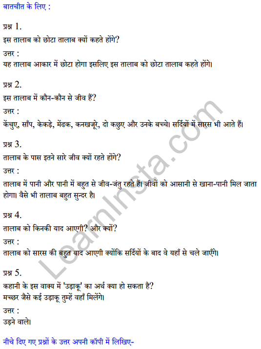 Sarangi Hindi Book Class 2 Solutions Chapter 13 तालाब 1